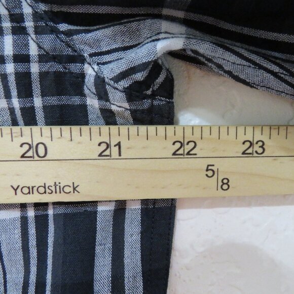 Sun + Stone* Men's Long Sleeve Snap Down Curved Hem Plaid Dress Shirt~ Medium - Picture 7 of 10
